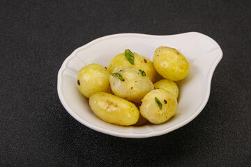 Young boiled potato in the bowl