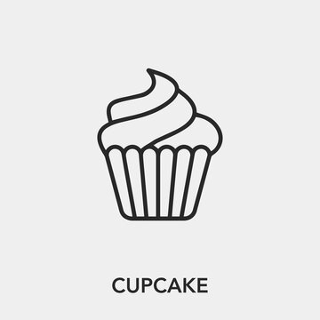 cupcake icon vector. Linear style sign for mobile concept and web design. cupcake symbol illustration. Pixel vector graphics - Vector.	