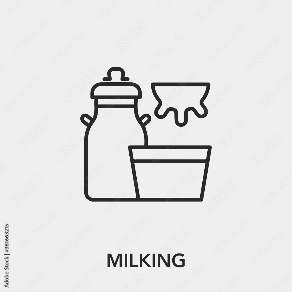 Poster milking icon vector. linear style sign for mobile concept and web design. milking symbol illustratio