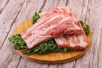 Raw pork ribs for cooking