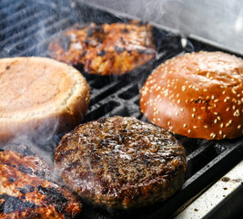 Burger on the fire