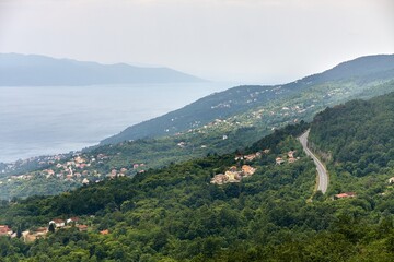 Mountain landscape trip on the coast of the sea in Croatia