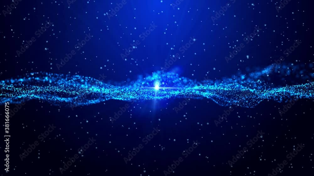 Poster magic christmas glittering waves with light beam and snowfall video loop