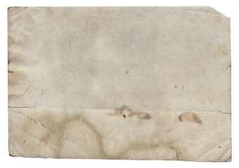 Old vintage texture retro paper with burned edges, stains and scratches background