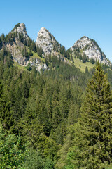 markante, steile, felsige Berggipfel (die Goggeien)