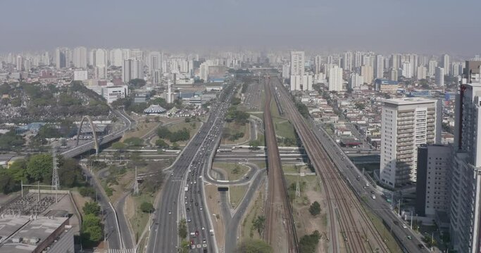 Aerial view of Avenida Radial Leste, in the eastern region of the city of Sao Paulo, Brazil