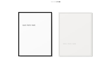 Blank photo frame or picture frame on white background. Vector.