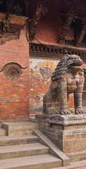 Patan, Nepal, Old Newar Architecture, Sculpture, Hindi Lion