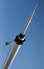 Mast.  Super sailing Yacht .Ship building industry. Netherlands. Top of the mast.