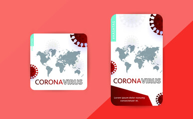 Corona virus campaign poster for social media post. Virus warning square web banner post template eps 10