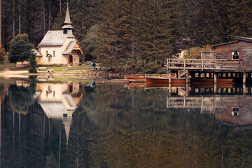 Pragser Wildsee, Dolomiten, Bootshaus