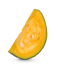 slices of Japanese pumpkin isolated on white background