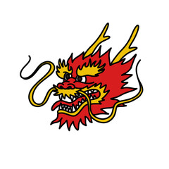 chinese dragon doodle icon, vector color illustration