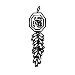 chinese fireworks doodle icon, vector line illustration