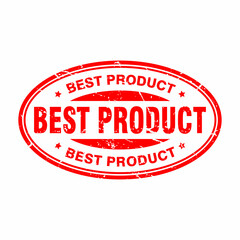 Abstract Red Grungy Best Product Rubber Stamp Sign with Oval Shape Illustration Vector, Best Product Text Seal, Mark, Label Design Template