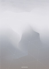 Abstract background of halftone geometric with wireframe pattern background. Vector.