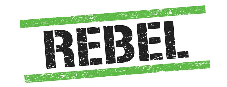 REBEL text on black green vintage lines stamp.