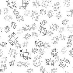 Black Tic tac toe game icon isolated seamless pattern on white background. Vector.