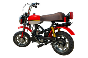 Fototapeta na wymiar 3d rendering of mini red retro bike isolated on white background.