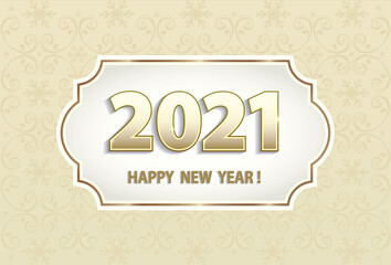 Obraz na płótnie Canvas Happy New Year 2021. Banner with snowflakes on a beige background. Vector illustration