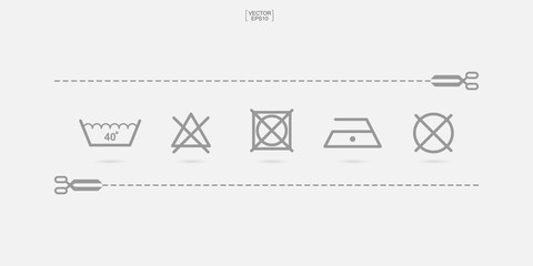 Laundry icon set. Washing care sign and symbol. Vector.