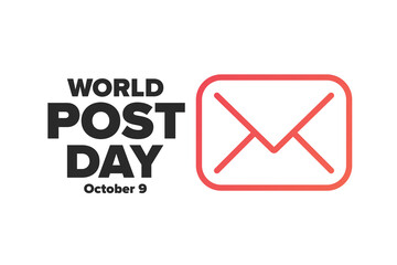 World Post Day. October 9. Holiday concept. Template for background, banner, card, poster with text inscription. Vector EPS10 illustration.
