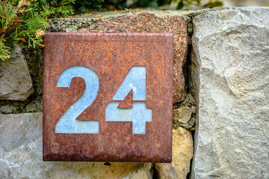 Number Twenty Four On A House Plate