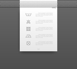 Laundry icon set on tag. Washing care sign and symbol for product banner. Vector.
