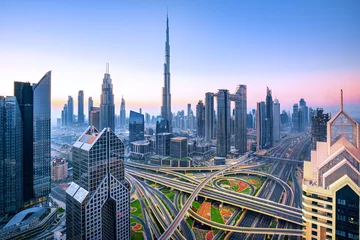 Photo sur Plexiglas Dubai Dubai downtown, amazing city center skyline with luxury skyscrapers, United Arab Emirates
