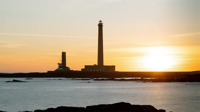 4K Timelapse Sequence of Gatteville-le-Phare, France - Sunrise over Europes highest lighthouse