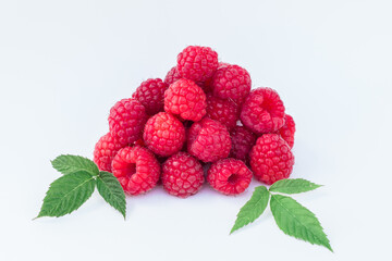 raspberries on a white background