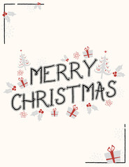 Merry Christmas card or banner for festivity. Colorful and bright with copy space.