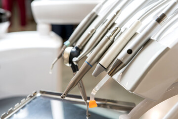 Dental equipment. Medical office of the dental clinic. Close-up.