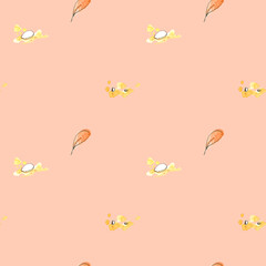 minimalistic pattern watercolor vegetables farm feather leaf seed stain cute background seamless textile farm wrapping paper