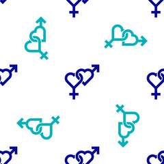 Blue Gender icon isolated seamless pattern on white background. Symbols of men and women. Sex symbol. Vector.