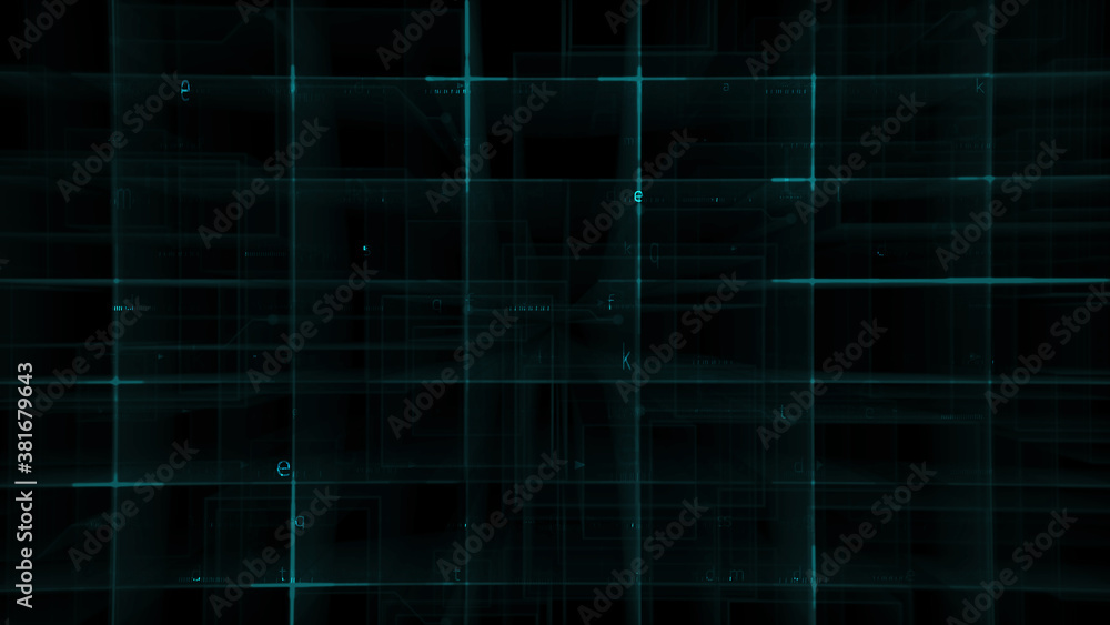 Poster digital grid and letter futuristic technology background effect with 3d rendering.