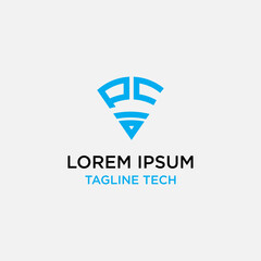 Logo letter PC. Logo technology logo design. - Vector