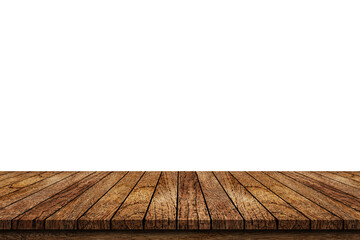 old wooden table on white background.