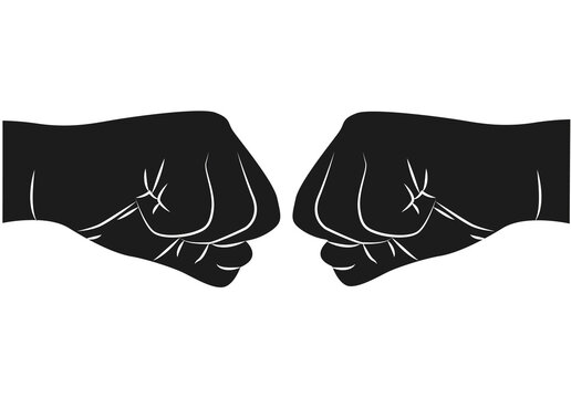 Dos pu&ntilde;os enfrentados en un fondo blanco.