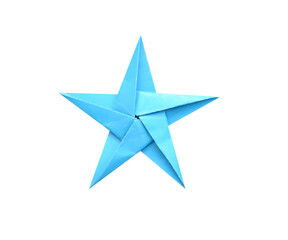 Obraz premium A blue origami paper star