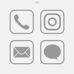 Social media icon set. Icon of phone, email, chat and cloud. Vector illustration.