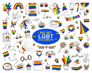 Obraz premium A LARGE COLLECTION OF ISOLATED ITEMS WITH THE LGBT FLAG