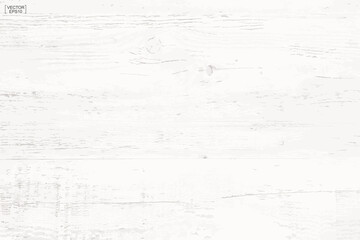 White wood pattern and texture for background. Vector.