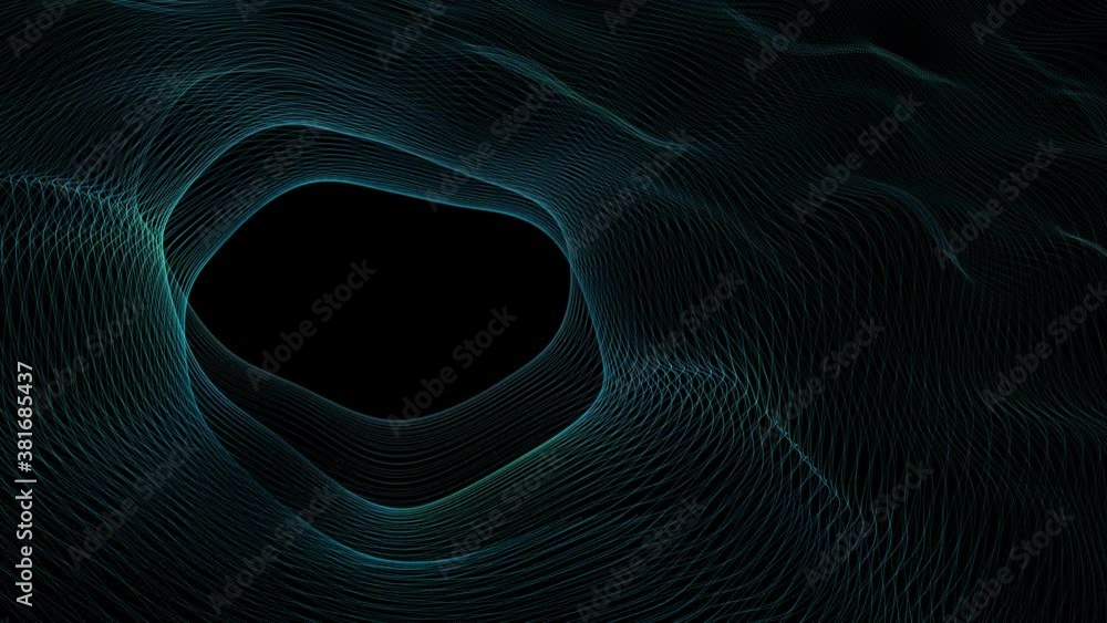 Poster abstract magnetic wavefield background loop/ 4k animation of an abstract fractal light wavefield wit