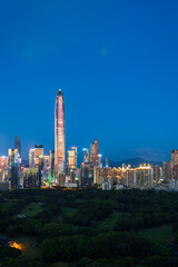 Fototapeta premium Night scene of urban skyline in Futian District, Shenzhen City, Guangdong Province, China