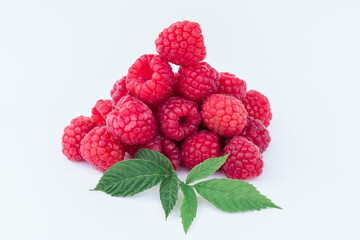 raspberries on a white background