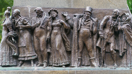 The monument to Alexander Griboyedov. Famous Russian diplomat, playwright, poet and composer. The monument is decorated with scene of still life in 19th century