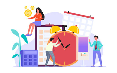 work on time and scheduled  work time efficiently  flat illustration design
