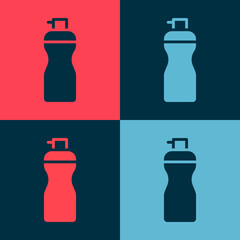 Pop art Fitness shaker icon isolated on color background. Sports shaker bottle with lid for water and protein cocktails. Vector.