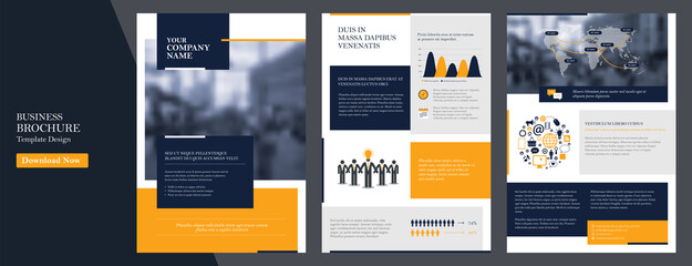 Corporate annual report template, cover,  catalog, booklet, leaflet, brochure, flyer template, magazine a4 size. Elements of infographics for report and presentations templates. Vector Illustration.  - obrazy, fototapety, plakaty